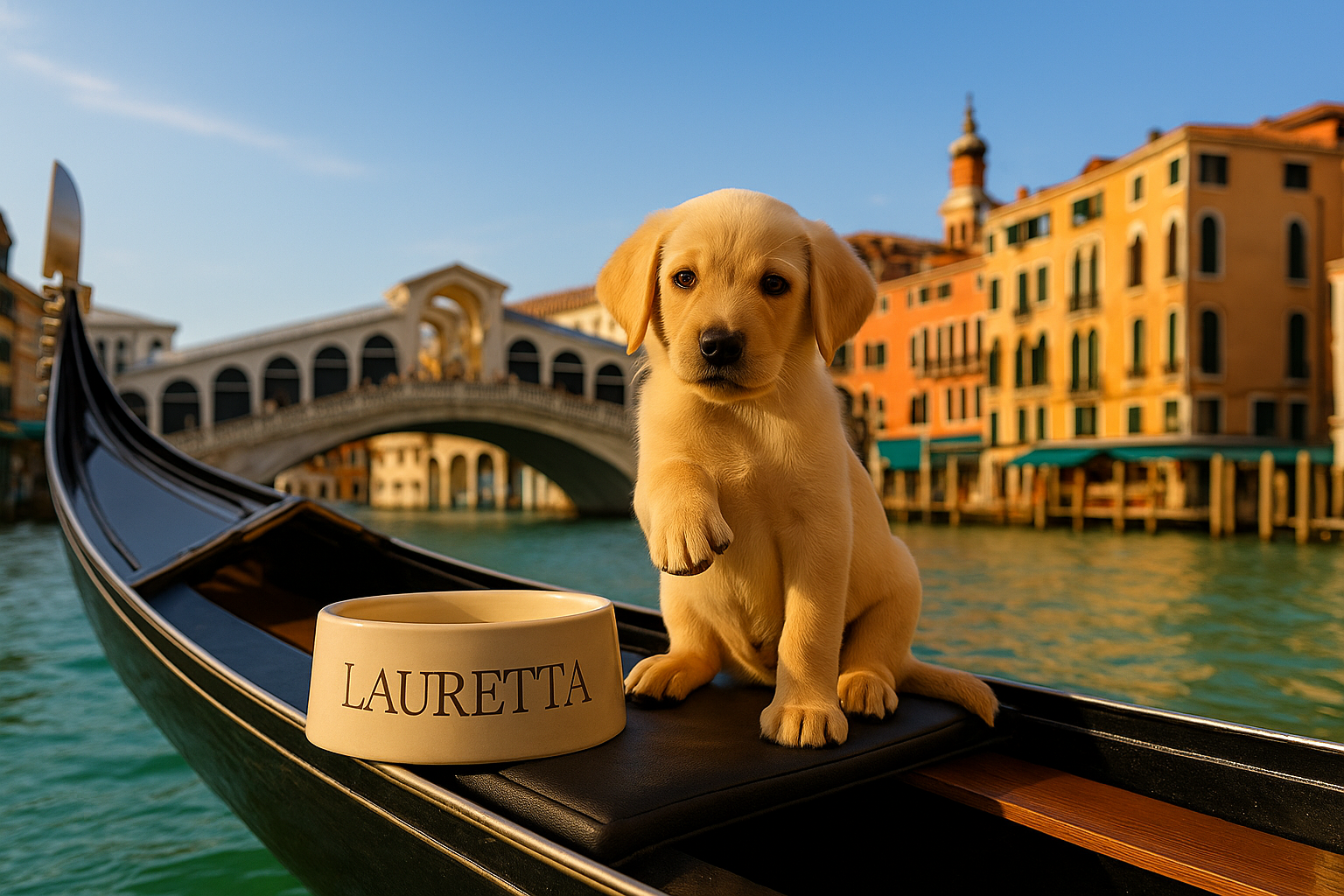 Venezia – gondola, cucciolo con ciotola ‘Lauretta’ (Axiavibe)